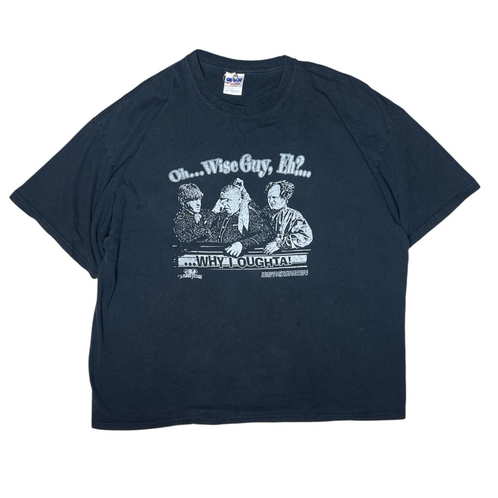 Y2K 2006 The Three Stooges Graphic T-Shirt Black Gildan 2XL Comedy TV Retro Tee